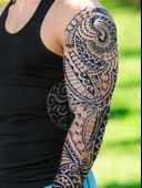 GZQB-010 YARI KALICI ETNİK DESEN KOL DÖVMESİ-TATTO - 1