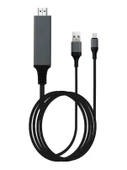 HDMI Apple Android Type-C Giriş Uyumlu 4K 60Hz HDTV Görüntü Aktarım Kablosu Projektör Dönüştürücü - 5