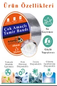 Çok Amaçlı Tamir Bandı 5 Adet Su Geçirmez Sızdırmaz Isıya Dayanıklı Sakız İzole Gri Tamir Bant 48mm 1.5 Metre thumbnail 5