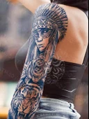 GZQB-062 YARI KALICI KIZILDERİLİ KADIN VE KAPLAN DESEN KOL DÖVMESİ-TATTO - 1