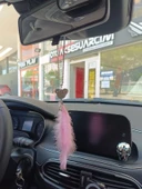 Pandalı Model Metal Yıldız Dikiz Ayna Süsü Şeker Pembe Tüylü - 3