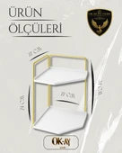 Dekoratif 2 Katlı Raf  Çok Amaçlı Organizer Paslanmaz Çelik & Ahşap Stand Salon, Mutfak, Banyo, Çalışma Alanı İçin thumbnail 2