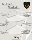 Dekoratif 2 Katlı Raf  Çok Amaçlı Organizer Paslanmaz Çelik & Ahşap Stand Salon, Mutfak, Banyo, Çalışma Alanı İçin - 3