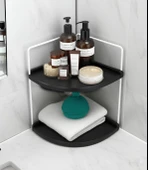Dekoratif 2 Katlı Raf  Çok Amaçlı Organizer Paslanmaz Çelik & Ahşap Stand Salon, Mutfak, Banyo, Çalışma Alanı İçin - 1
