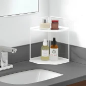 Dekoratif 2 Katlı Raf  Çok Amaçlı Organizer Paslanmaz Çelik & Ahşap Stand Salon, Mutfak, Banyo, Çalışma Alanı İçin - 1