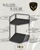 Dekoratif 2 Katlı Raf  Çok Amaçlı Organizer Paslanmaz Çelik & Ahşap Stand Salon, Mutfak, Banyo, Çalışma Alanı İçin thumbnail 3