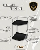 Dekoratif 2 Katlı Raf  Çok Amaçlı Organizer Paslanmaz Çelik & Ahşap Stand Salon, Mutfak, Banyo, Çalışma Alanı İçin thumbnail 3