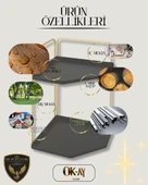 Dekoratif 2 Katlı Raf  Çok Amaçlı Organizer Paslanmaz Çelik & Ahşap Stand Salon, Mutfak, Banyo, Çalışma Alanı İçin - 4