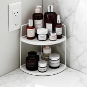 Dekoratif 2 Katlı Raf  Çok Amaçlı Organizer Paslanmaz Çelik & Ahşap Stand Salon, Mutfak, Banyo, Çalışma Alanı İçin - 1