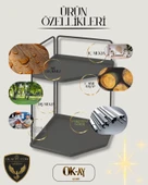 Dekoratif 2 Katlı Raf  Çok Amaçlı Organizer Paslanmaz Çelik & Ahşap Stand Salon, Mutfak, Banyo, Çalışma Alanı İçin thumbnail 5