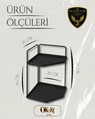 Dekoratif 2 Katlı Raf  Çok Amaçlı Organizer Paslanmaz Çelik & Ahşap Stand Salon, Mutfak, Banyo, Çalışma Alanı İçin thumbnail 2