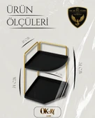 Dekoratif 2 Katlı Raf  Çok Amaçlı Organizer Paslanmaz Çelik & Ahşap Stand Salon, Mutfak, Banyo, Çalışma Alanı İçin - 2