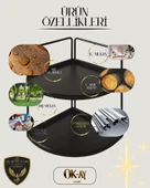 Dekoratif 2 Katlı Raf  Çok Amaçlı Organizer Paslanmaz Çelik & Ahşap Stand Salon, Mutfak, Banyo, Çalışma Alanı İçin - 5