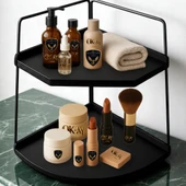Dekoratif 2 Katlı Raf  Çok Amaçlı Organizer Paslanmaz Çelik & Ahşap Stand Salon, Mutfak, Banyo, Çalışma Alanı İçin - 1