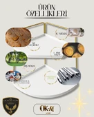 Dekoratif 2 Katlı Raf  Çok Amaçlı Organizer Paslanmaz Çelik & Ahşap Stand Salon, Mutfak, Banyo, Çalışma Alanı İçin - 5