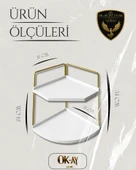 Dekoratif 2 Katlı Raf  Çok Amaçlı Organizer Paslanmaz Çelik & Ahşap Stand Salon, Mutfak, Banyo, Çalışma Alanı İçin - 2