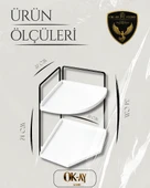 Dekoratif 2 Katlı Raf  Çok Amaçlı Organizer Paslanmaz Çelik & Ahşap Stand Salon, Mutfak, Banyo, Çalışma Alanı İçin - 2
