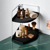 Dekoratif 2 Katlı Raf  Çok Amaçlı Organizer Paslanmaz Çelik & Ahşap Stand Salon, Mutfak, Banyo, Çalışma Alanı İçin thumbnail 1