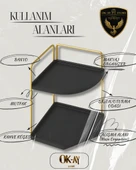 Dekoratif 2 Katlı Raf  Çok Amaçlı Organizer Paslanmaz Çelik & Ahşap Stand Salon, Mutfak, Banyo, Çalışma Alanı İçin - 3