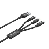 UNITEK USB-A 3in1 HIZLI SARJ KABLOSU 1.2MT 2.4A MICRO USB, TYPE-C, LIGHTNING C14049BK - 2