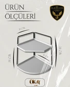 Dekoratif 2 Katlı Raf  Çok Amaçlı Organizer Paslanmaz Çelik & Ahşap Stand Salon, Mutfak, Banyo, Çalışma Alanı İçin - 2
