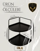 Dekoratif 2 Katlı Raf  Çok Amaçlı Organizer Paslanmaz Çelik & Ahşap Stand Salon, Mutfak, Banyo, Çalışma Alanı İçin - 2