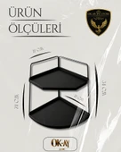 Dekoratif 2 Katlı Raf  Çok Amaçlı Organizer Paslanmaz Çelik & Ahşap Stand Salon, Mutfak, Banyo, Çalışma Alanı İçin - 2