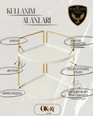 Dekoratif 2 Katlı Raf  Çok Amaçlı Organizer Paslanmaz Çelik & Ahşap Stand Salon, Mutfak, Banyo, Çalışma Alanı İçin - 3
