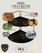 Dekoratif 2 Katlı Raf  Çok Amaçlı Organizer Paslanmaz Çelik & Ahşap Stand Salon, Mutfak, Banyo, Çalışma Alanı İçin - 5