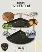 Dekoratif 2 Katlı Raf  Çok Amaçlı Organizer Paslanmaz Çelik & Ahşap Stand Salon, Mutfak, Banyo, Çalışma Alanı İçin thumbnail 5