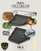 Dekoratif 2 Katlı Raf  Çok Amaçlı Organizer Paslanmaz Çelik & Ahşap Stand Salon, Mutfak, Banyo, Çalışma Alanı İçin thumbnail 5