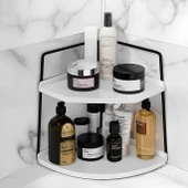 Dekoratif 2 Katlı Raf  Çok Amaçlı Organizer Paslanmaz Çelik & Ahşap Stand Salon, Mutfak, Banyo, Çalışma Alanı İçin - 1