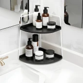 Dekoratif 2 Katlı Raf  Çok Amaçlı Organizer Paslanmaz Çelik & Ahşap Stand Salon, Mutfak, Banyo, Çalışma Alanı İçin - 1