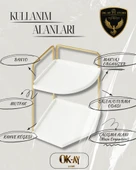 Dekoratif 2 Katlı Raf  Çok Amaçlı Organizer Paslanmaz Çelik & Ahşap Stand Salon, Mutfak, Banyo, Çalışma Alanı İçin thumbnail 3