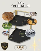 Dekoratif 2 Katlı Raf  Çok Amaçlı Organizer Paslanmaz Çelik & Ahşap Stand Salon, Mutfak, Banyo, Çalışma Alanı İçin - 4