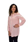 Kadın Çizğili Keten Gömlek BGL-ST03706 - 5