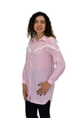 Kadın Çizğili Keten Gömlek BGL-ST03706 - 6