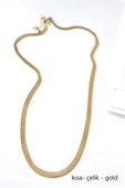 Kısa İtalyan Çelik Kolye-45 CM - Altın thumbnail 2