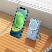 Mcdodo MC-069 15W Manyetik 10000mAh Kablosuz Dijital Ekranlı Wireless Şarj Cihazı Powerbank Mavi thumbnail 3