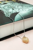 Kalsit Doğal Taşı Zincirli El Yapımı Kolye Uç: 1,5 cm Zincir: 20 cm Kutulu - 4