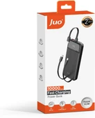 Juo 10000mAh 22.5W Led Ekranlı Lightning ve Type-C Kablolu Powerbank Taşınabilir Hızlı Şarj Cihazı Siyah thumbnail 5