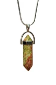 Unakit Doğal Taşı Zincirli El Yapımı Kolye Uç: 3 cm Zincir: 20 cm Kutulu thumbnail 1