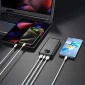 Juo 10000mAh 22.5W Dijital Led Ekranlı Taşınabilir Hızlı Şarj Cihazı Powerbank Beyaz thumbnail 3