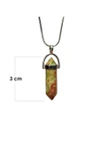 Unakit Doğal Taşı Zincirli El Yapımı Kolye Uç: 3 cm Zincir: 20 cm Kutulu thumbnail 2