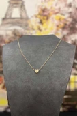 Altın Kaplama Minimal Kalp Tasarım İnce Zincirli Kolye 40 cm thumbnail 2