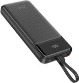 Juo 10000mAh 22.5W Led Ekranlı Lightning ve Type-C Kablolu Powerbank Taşınabilir Hızlı Şarj Cihazı Siyah thumbnail 2