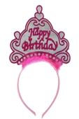 Happy Birthday Neon Pembe Renk Doğum Günü Tacı 24x15 cm - 1