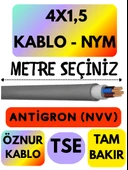 Öznur 4X1,5 ANTİGRON (NYM) Kablo (Gri) Metre Seçenekli - 1