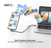 UNITEK TYPE-C HIZLI ŞARJ 90D 2MT 100W(C14123BK-2M) thumbnail 6