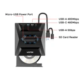 UNITEK HARİCİ DVD-RW USB TYPE-C/A 5in1 DOCK (T1037A) - 6